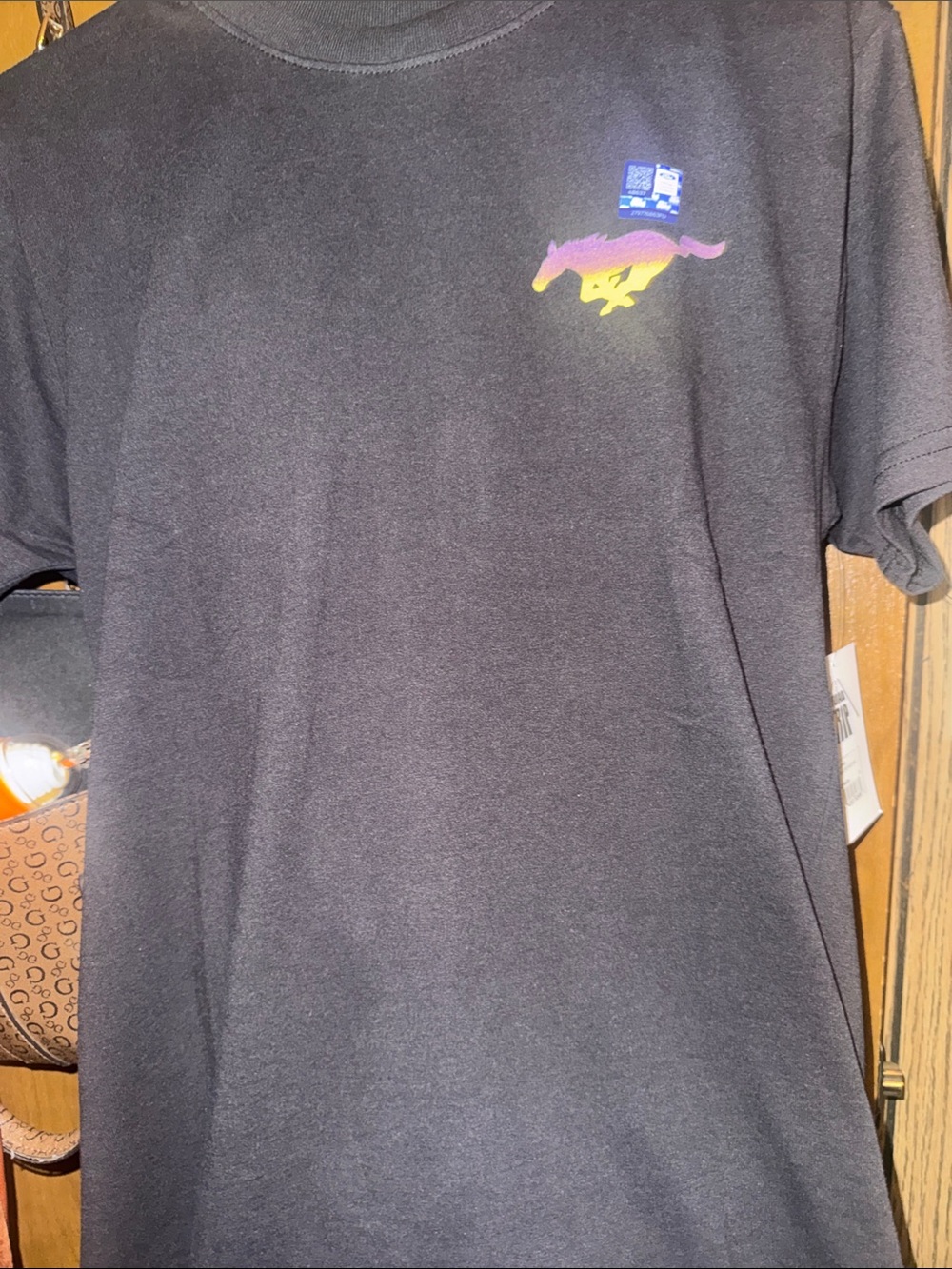 Ford Black Short-Sleeve Tee with Multicolor Mustang Logo